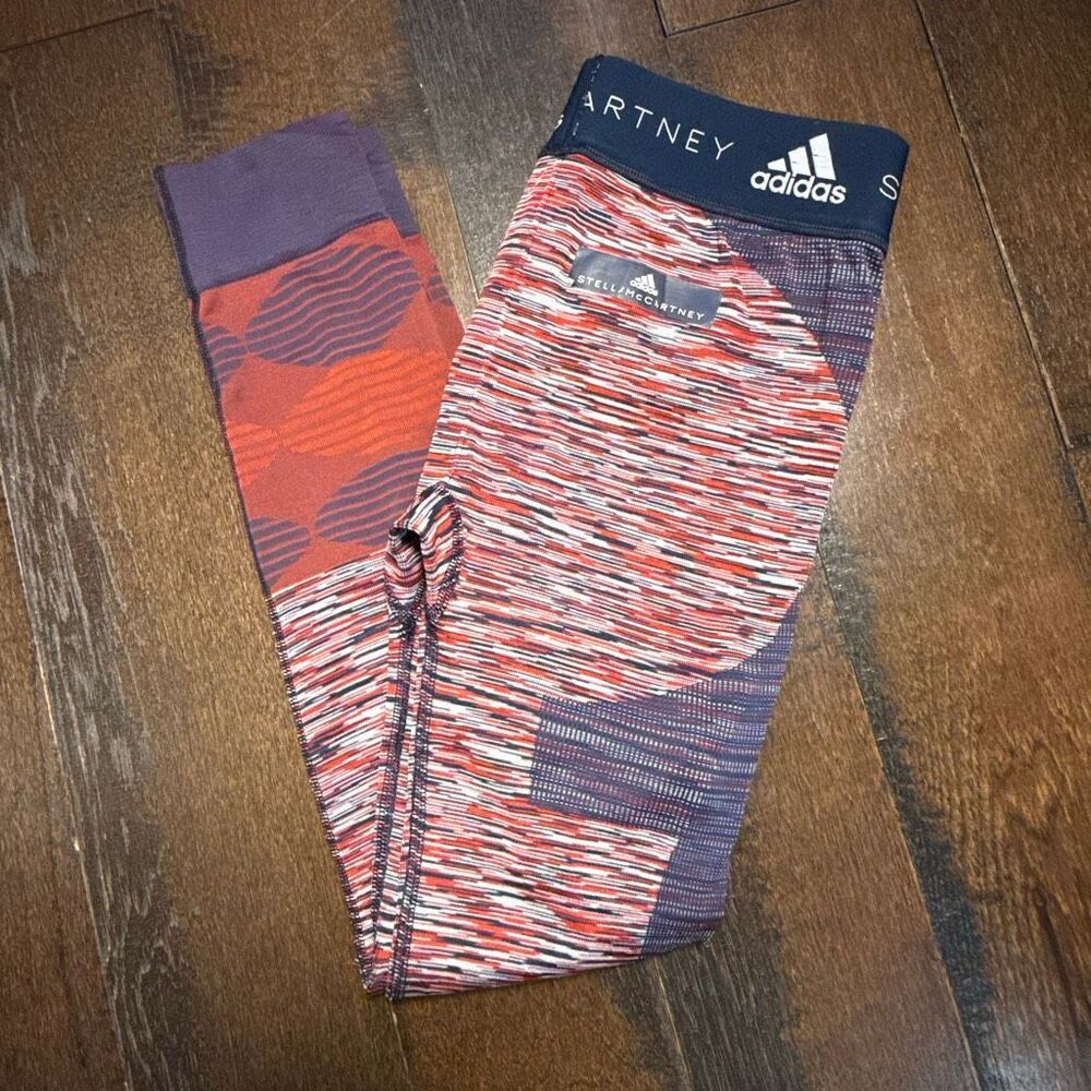 Adidas x Stella McCartney space dye seamless leggings size small red white blue‎
